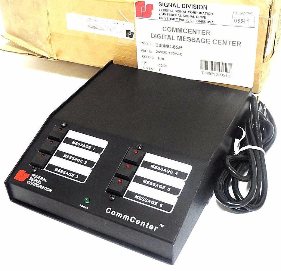 Used NIB SIGNAL DIVISION 300MC-6SB COMMCENTER DIGITAL MESSAGE CENTER 24VDC 120VAC
