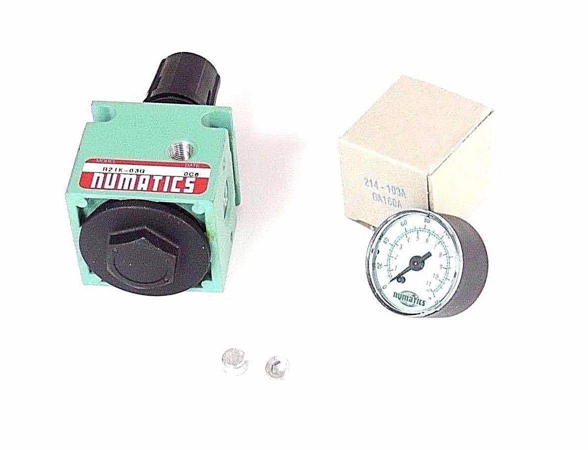 Used NEW NUMATICS R21K-03G PNEUMATIC REGULATOR VALVE W/ GAUGE GA160A 214-103A R21K03G