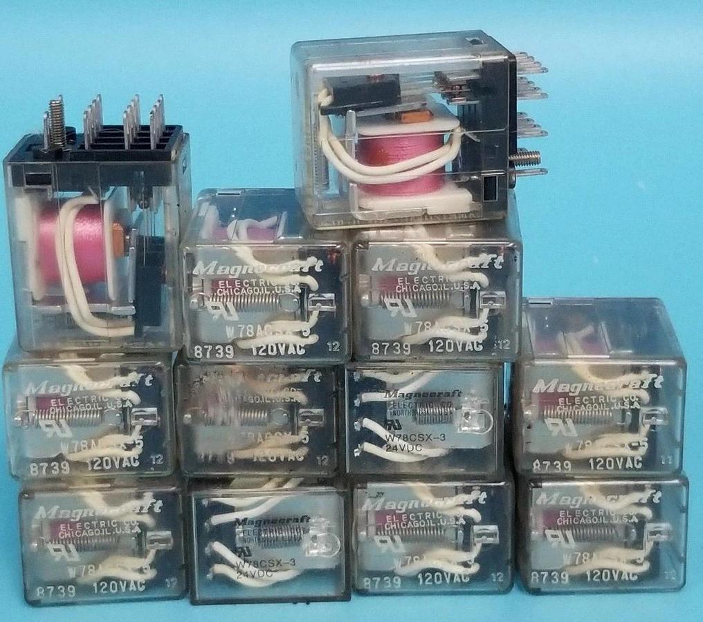 Used LOT OF 12 MAGNECRAFT ELECTRIC W78ACSX-5 RELAYS W78ACSX5, 3A, 120V