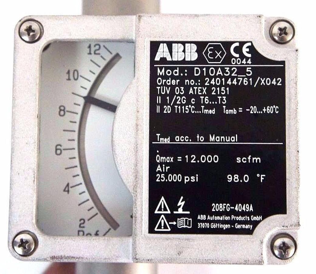 Used NEW ABB D10A32-5 FLOWMETER 1/2" NPT ORDER NO. 240144761/X042 D10A325