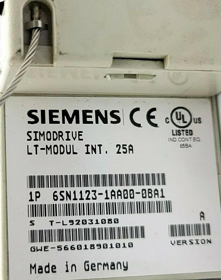 Used SIEMENS 6SN1122-0BA11-0AA0 CONTROL UNIT W/ 6SN1123-1AA00-0BA1 SIMODRIVE