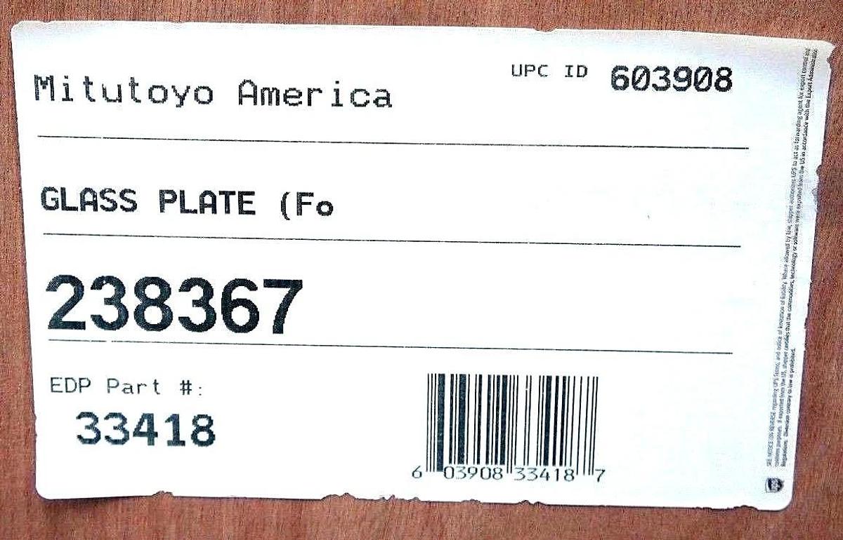 Used NEW MITUTOYO 238367 GLASS PLATE 33418