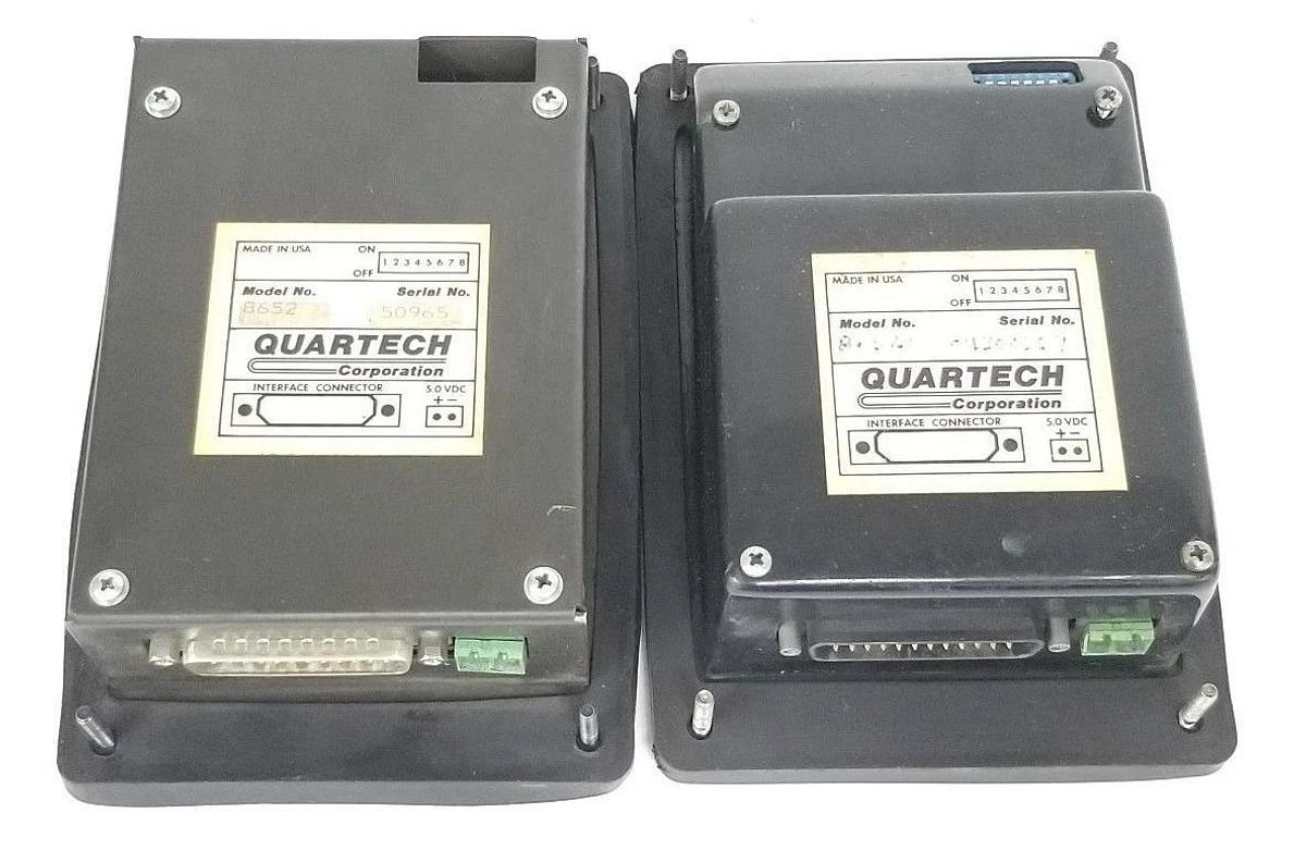 Used LOT OF 2 QUARTECH 8652 PLC PROGRAMMING INTERFACES 16-KEY, 5VDC