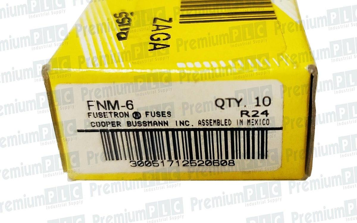 Used BOX OF 10 COOPER BUSSMANN FNM-6 FUSETRON FUSES CLASS MIDGET 6 AMP 250V TRM6 NIB