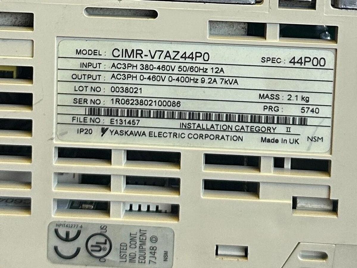 Used OMRON YASKAWA CIMR-V7AZ44P0 / CIMRV7AZ44P0 SYSDRIVE INVERTER 3G3MV 44P00 12A