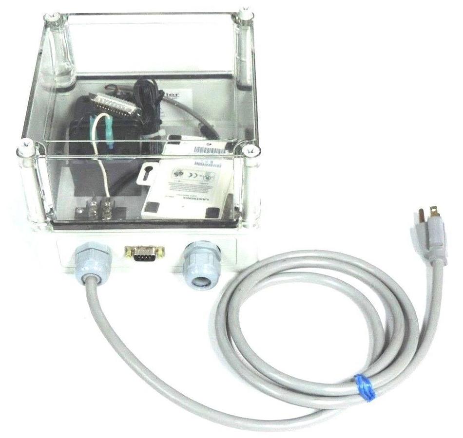 Used VYNCKIER ENCLOSURE W/ LANTRONIX UDS-10 / 080-212-000 DEVICE SERVER, POWER SUPPLY