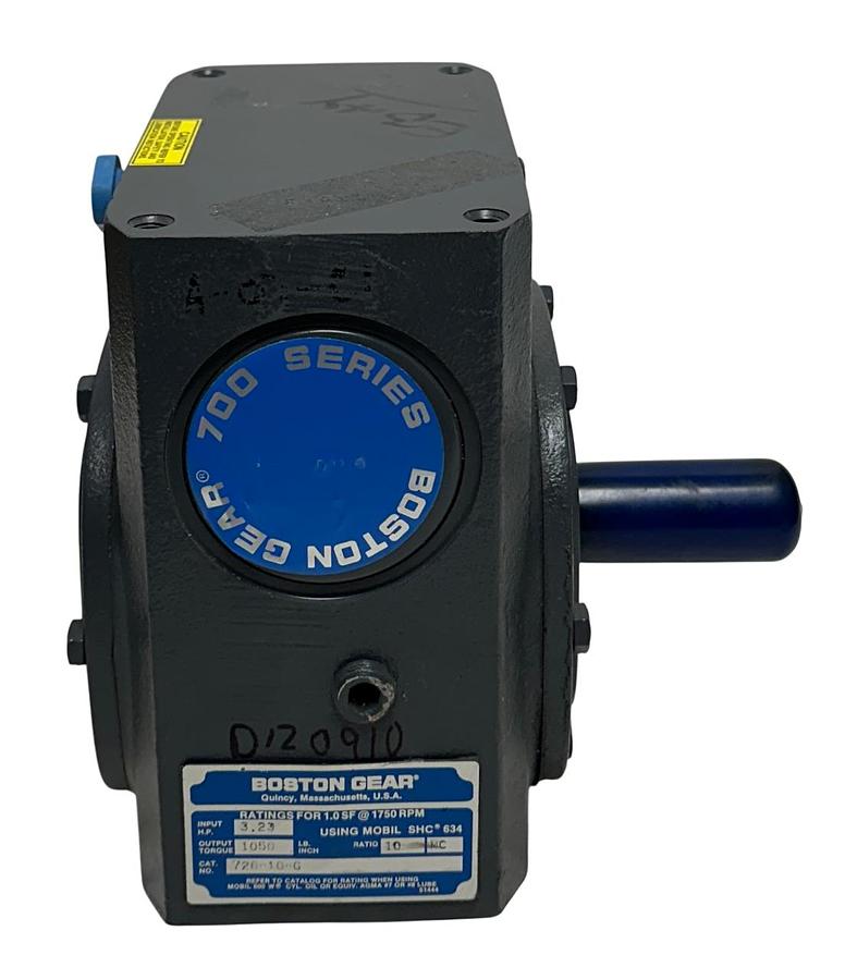 Used BOSTON GEAR 726-10-G / 51738 RIGHT ANGLE WORM GEAR SPEED REDUCER 10:1 RATIO NSNP