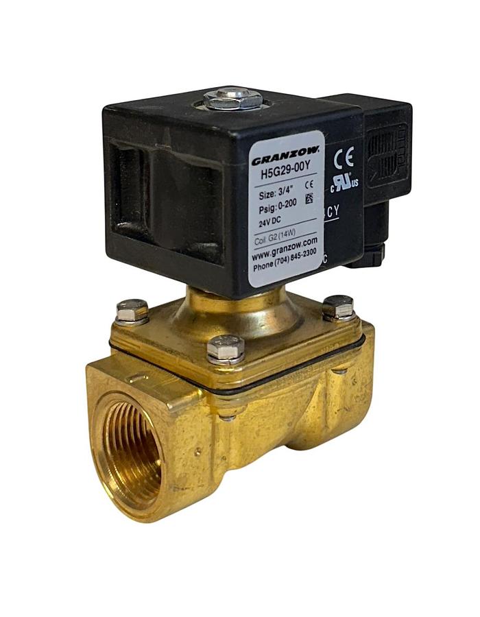 Used GRANZOW H5G29-00Y / H5G2900Y SOLENOID VALVE 3/4'' 0-200PSIG 24VDC 14W COIL NSMP