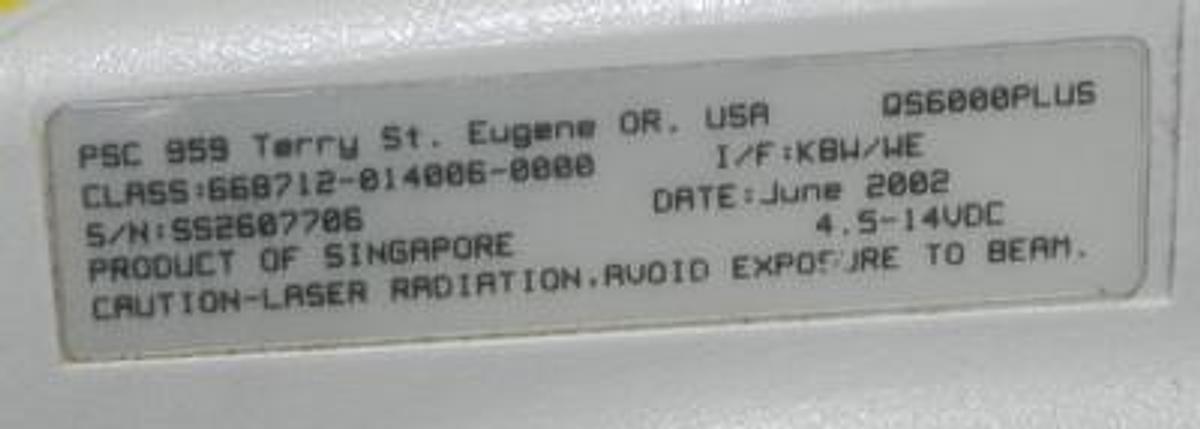 Used WASP QS6000PLUS BARCODE SCANNER 668712-014006-0000 U