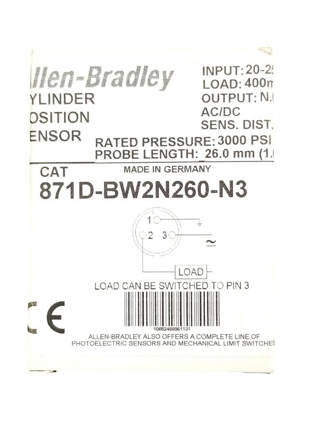 Used NIB ALLEN BRADLEY 871D-BW2N260-N3 SER A CYLINDER POSITION SENSOR 871DBW2N260N3