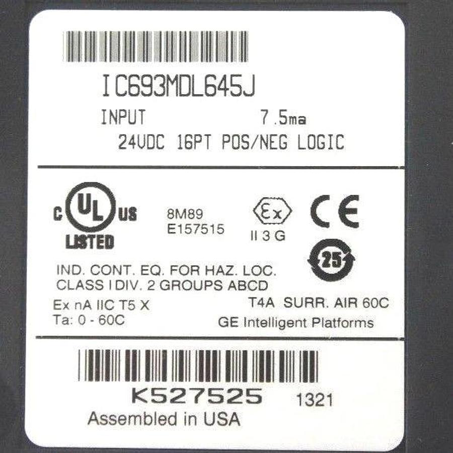 GE FANUC IC693MDL645J INPUT 24VDC 16PT POS/NEG LOGIC (MISSING DOOR)