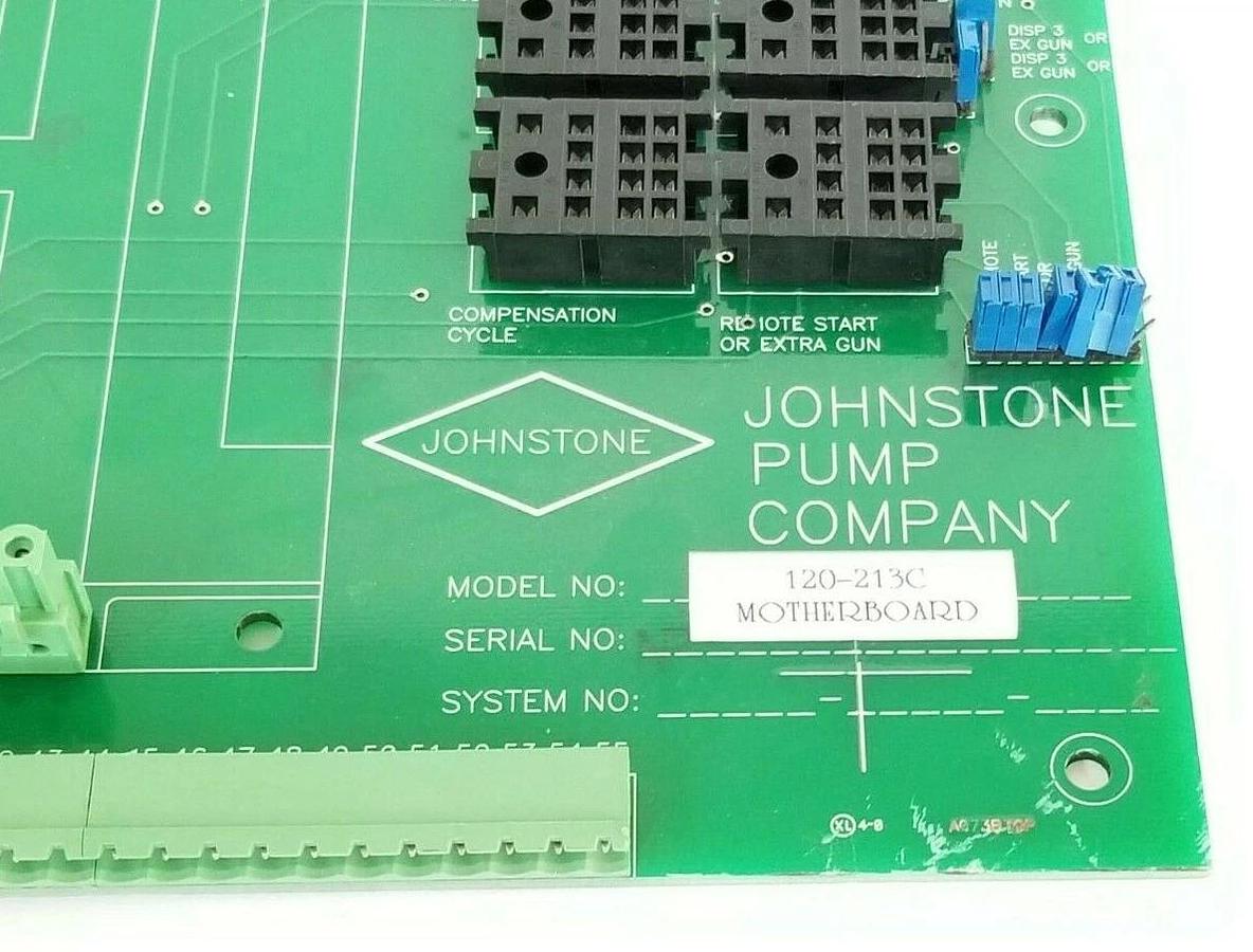 Used JOHNSTONE PUMP CO. 120-213C MOTHERBOARD A073B W/ (16) G5V-2 24VDC RELAYS 120213C