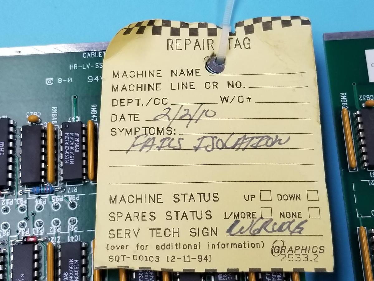Used LOT OF 2 CABLETEST HR-LV SC REV. 3 BOARDS P/N: 20-26020, HRZ-LV-SSM *FOR PARTS*