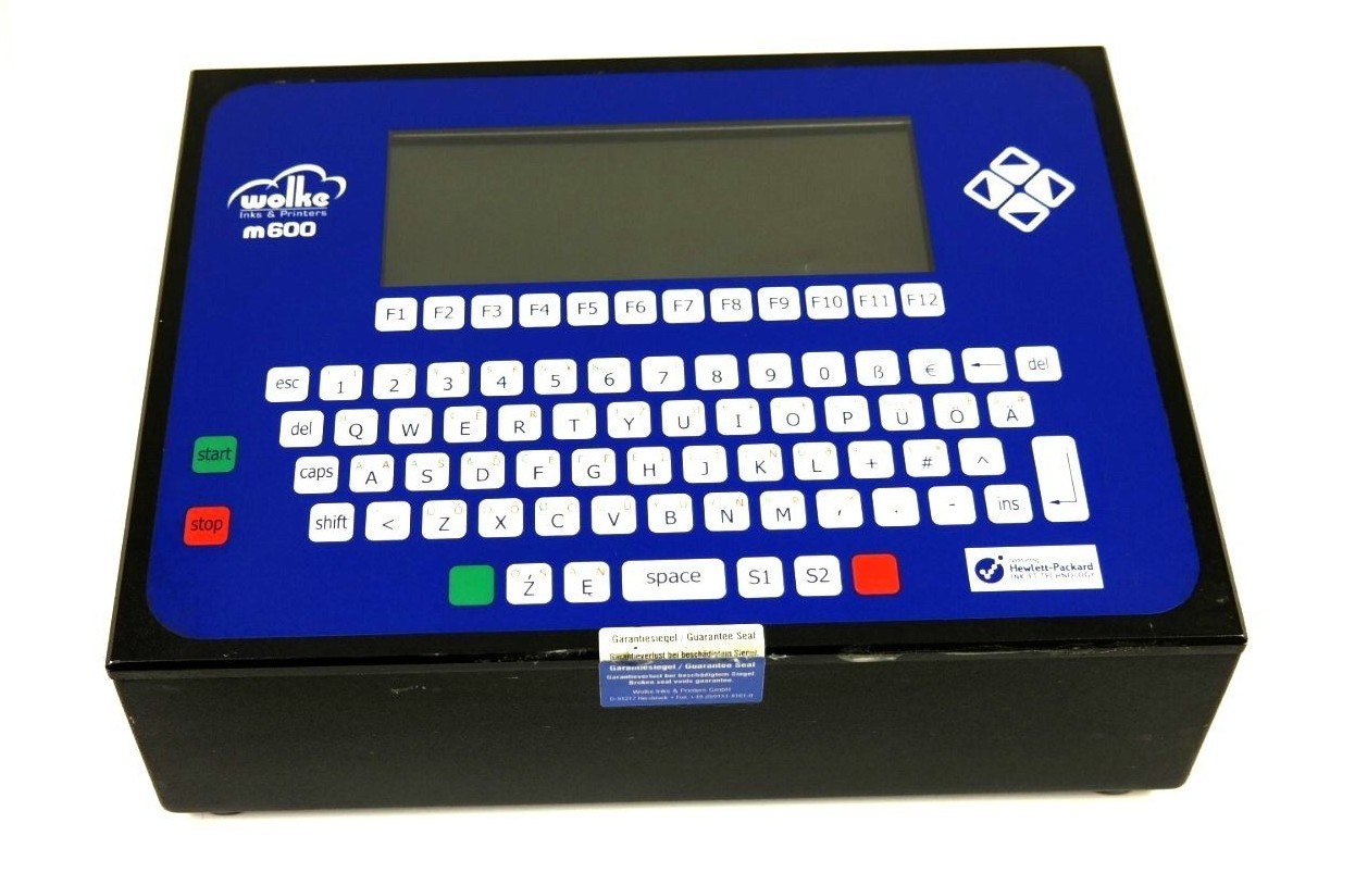 Used WOLKE m600 VIDEOJET PRINT CONTROLLER  115VAC/100W H/W 3.03B-F S/N 02010328