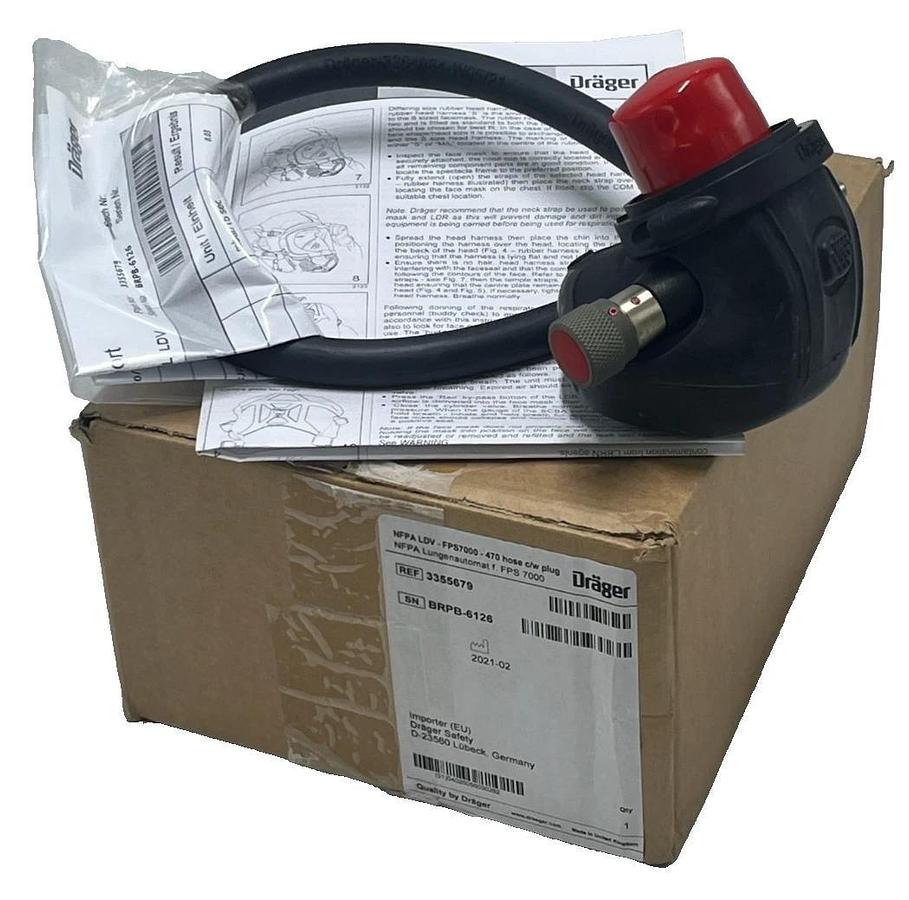 Drager Draeger FPS7000 NFPA Lung Demand Valve (LDV) 470 Hose c/w plug - 3355679