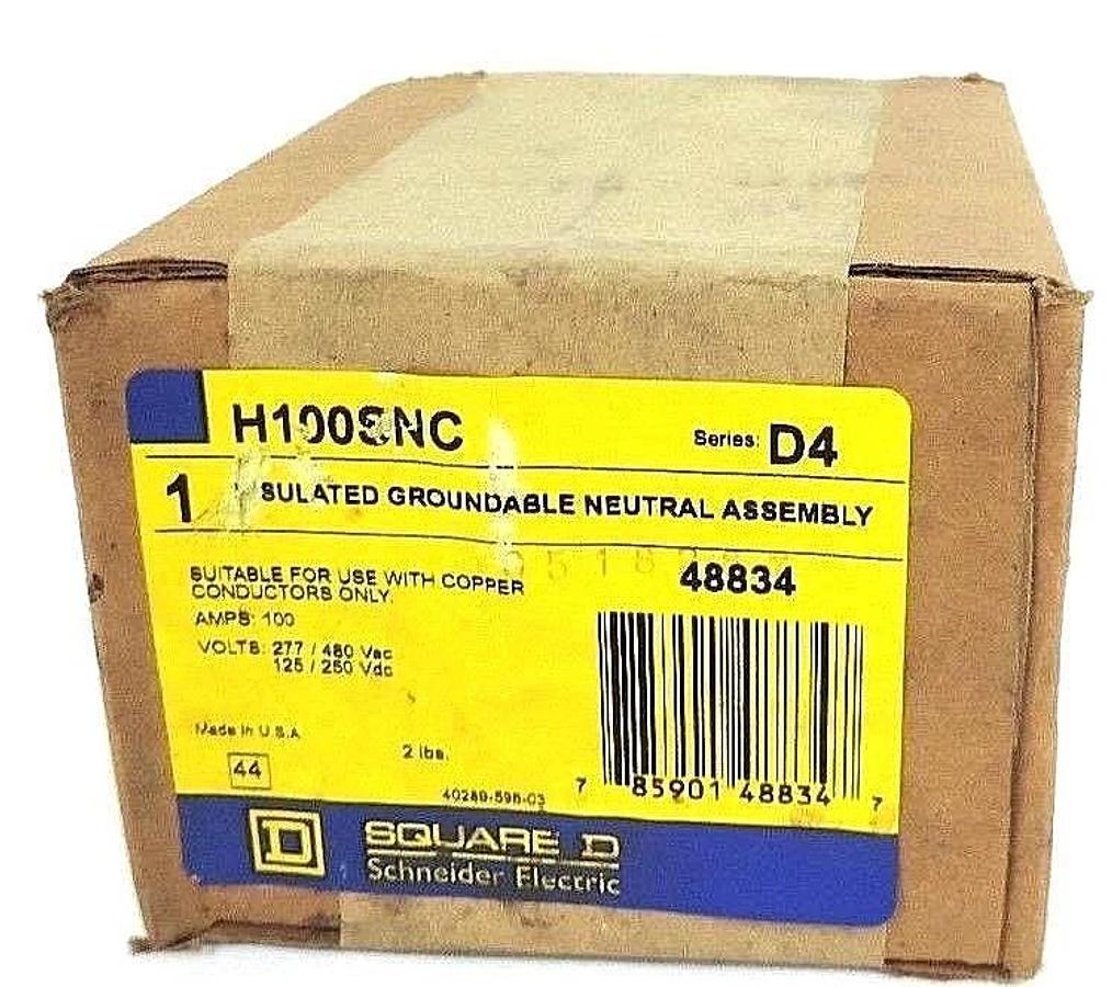 Used F/S SQUARE D H100SNC SER. D4 INSULATED GROUNDABLE NEUTRAL ASSEMBLY 48834