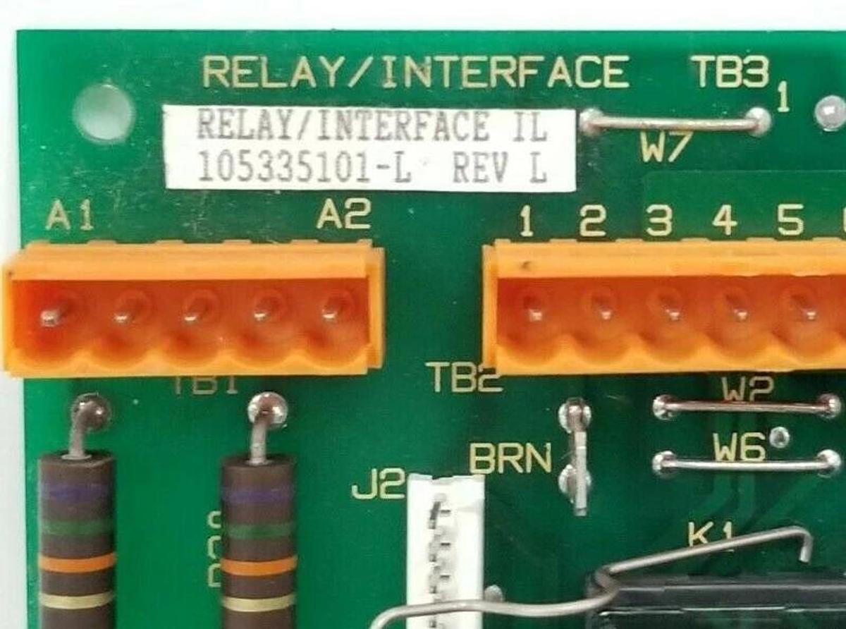 Used BOSTON FINCOR 105335101-L RELAY INTERFACE IL BOARD REV. L 105335101 (FOR PARTS)