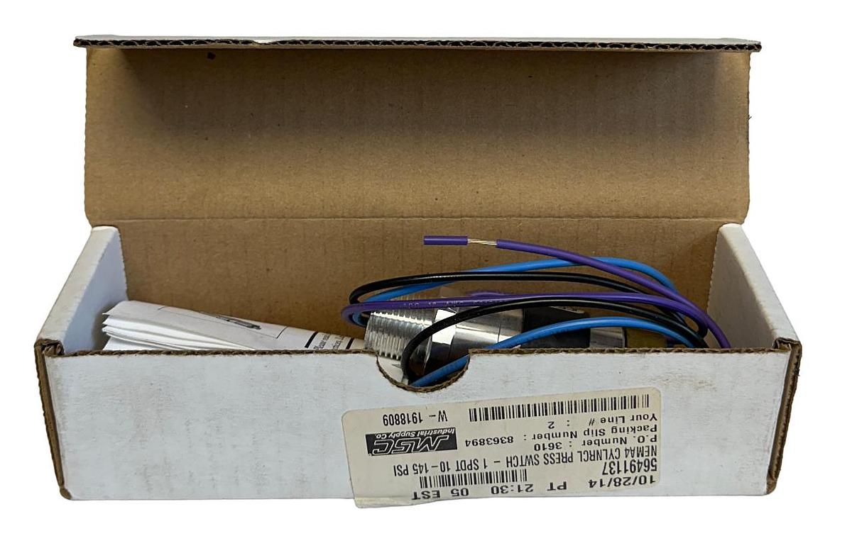 Used UNITED ELECTRIC 10-C11 / 10C11 CYLINDRICAL PRESSURE SWITCH 250VAC 5A NSMP
