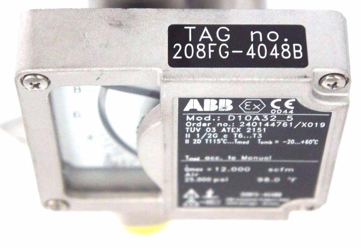 Used NEW ABB D10A32-5 FLOWMETER 1/2" NPT ORDER NO. 240144761/X019 D10A325