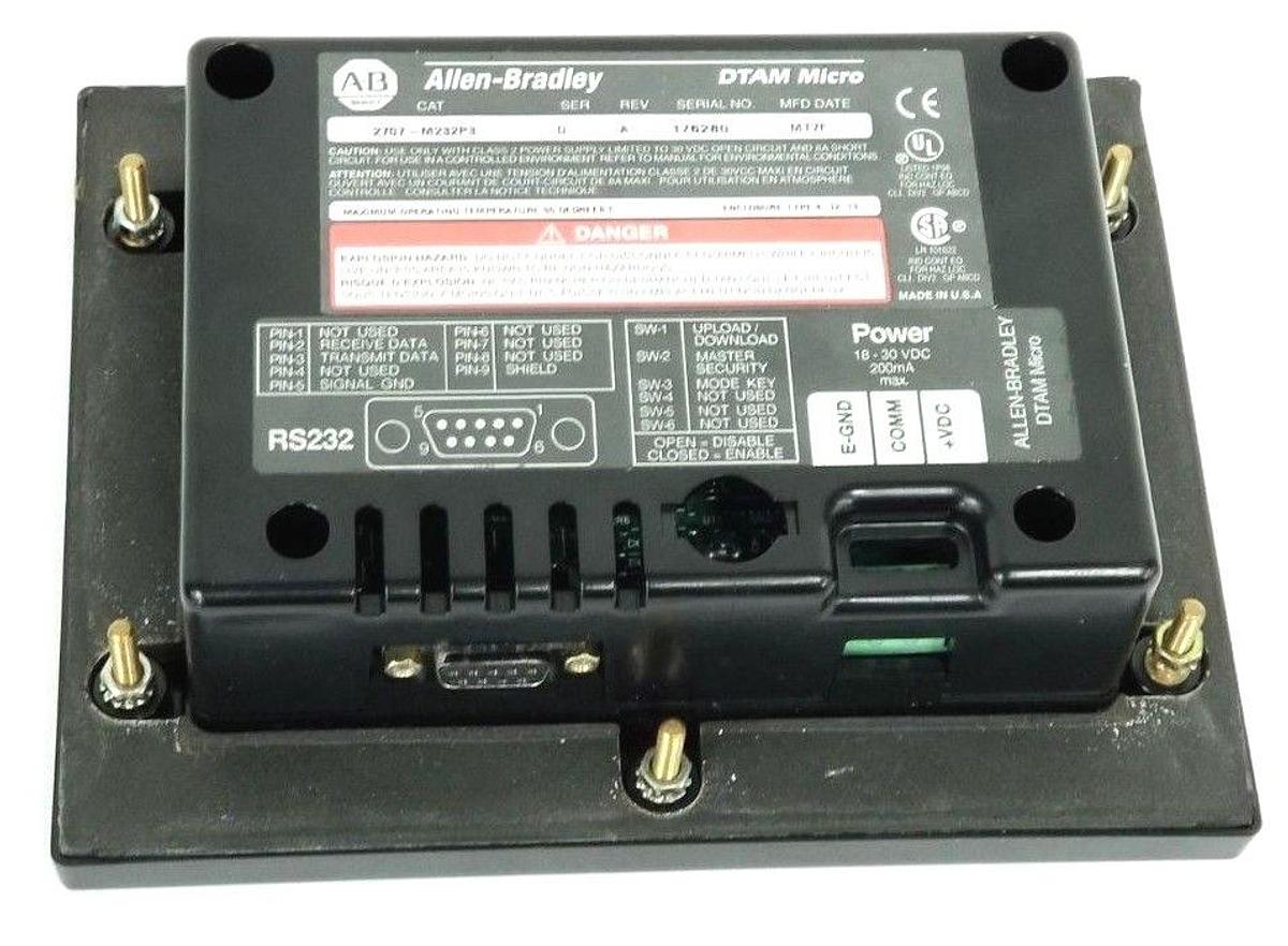 Used ALLEN BRADLEY 2707-M232P3 DTAM MICRO OPERATOR INTERFACE SER. D, REV. A MFG: MT7F