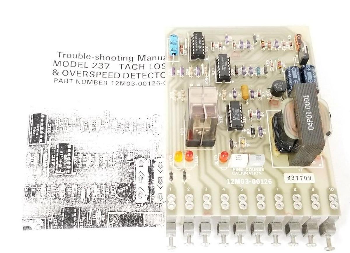 NIB FENNER INDUSTRIAL CONTROLS 12M03-00126 TACH LOSS AND OVERSPEED BOARD