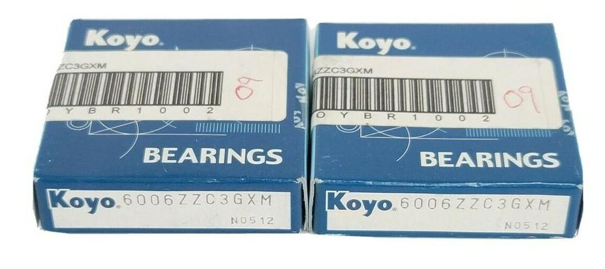 Used LOT OF 2 NIB KOYO 6006-ZZC3GXM BALL BEARING 30X55X13MM SHIELDED DEEP GROOVE