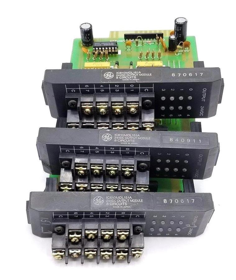 Used LOT OF 3 GE FANUC IC610MDL151A OUTPUT MODULES 24VDC, 8 CIRCUITS
