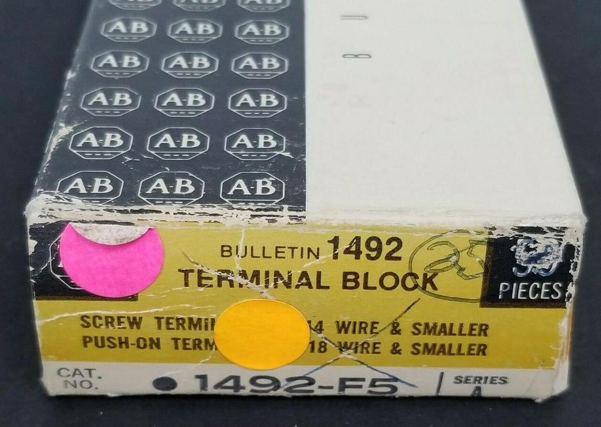 Used BOX OF 24 NEW ALLEN BRADLEY 1492-F5 TERMINAL BLOCKS 1492F5, SER. A