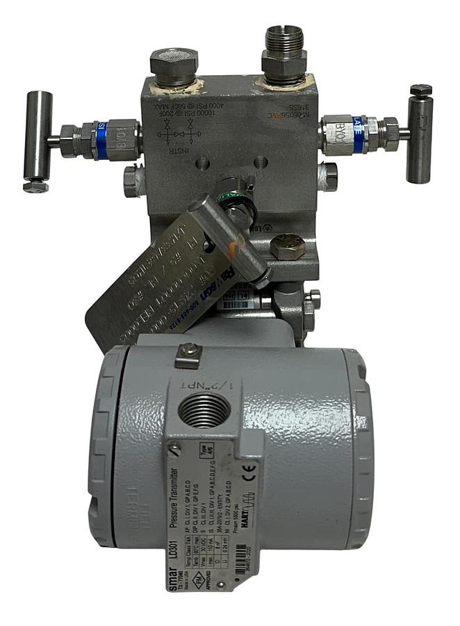 Used SMAR LD301 HART SMART PRESSURE TRANSMITTER 1/2'' W/ LONE STAR MANIFOLD ASSY USNP