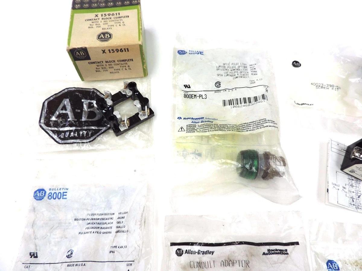 Used LOT OF 6 NEW ALLEN BRADLEY PARTS 800EP-F5, 1491-N121, 800EM-PL3, X159611 & MORE