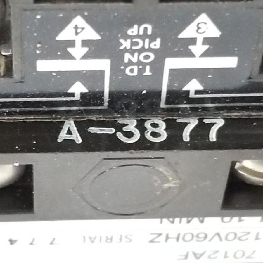 Used AGASTAT 7012-AF TIMING RELAY 1-10 MIN. 120V60HZ W/ A-3877 COIL 7012AF