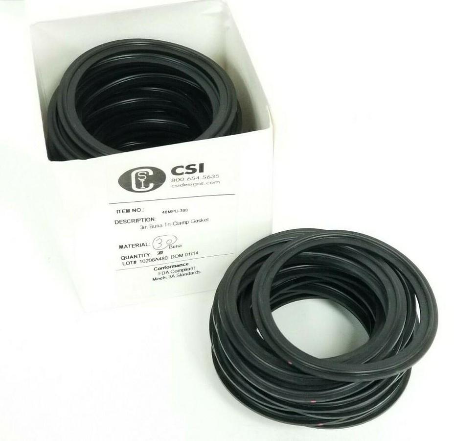 Used LOT OF 48 NEW CSI DESIGNS 40MPU-300 3" BUNA TRI-CLAMP GASKETS 40MPU300