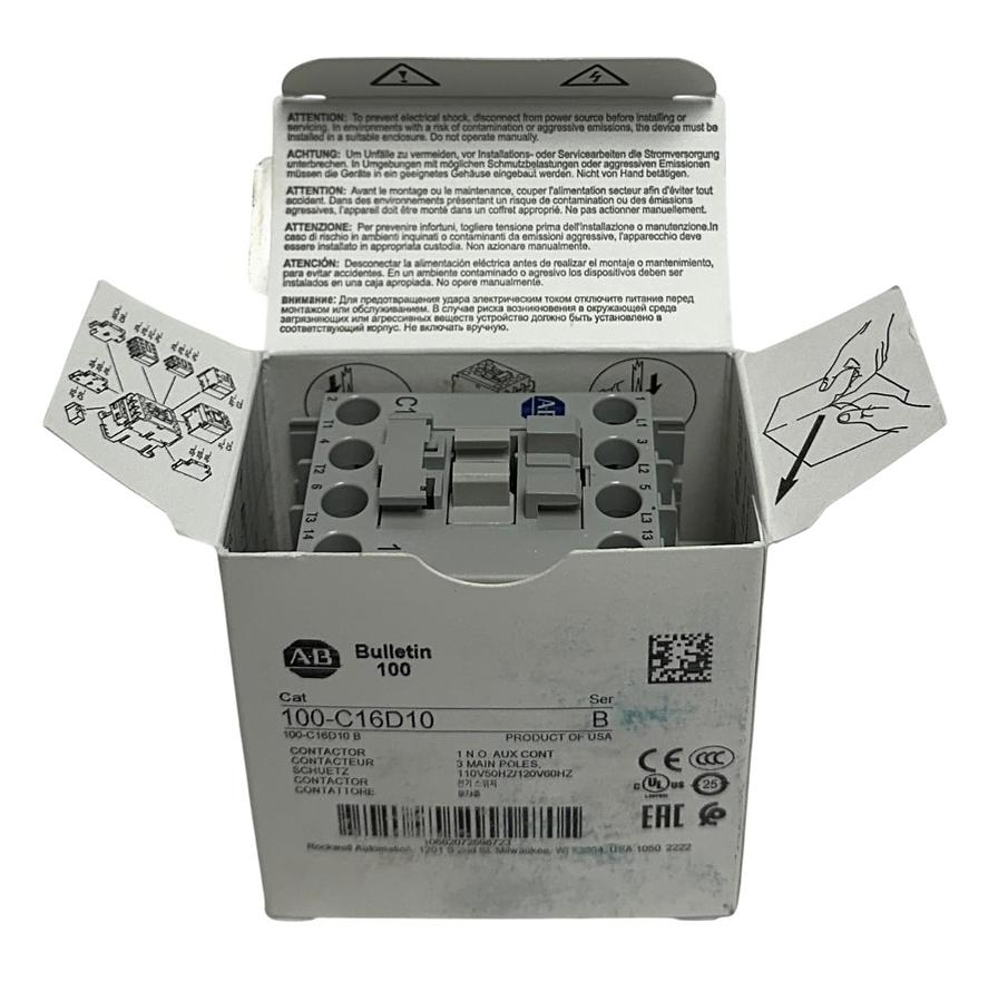 Used ALLEN BRADLEY 100-C16D10 /B BULLETIN 100 CONTACTOR 3-POLE 110/120V 50/60Hz NSMP