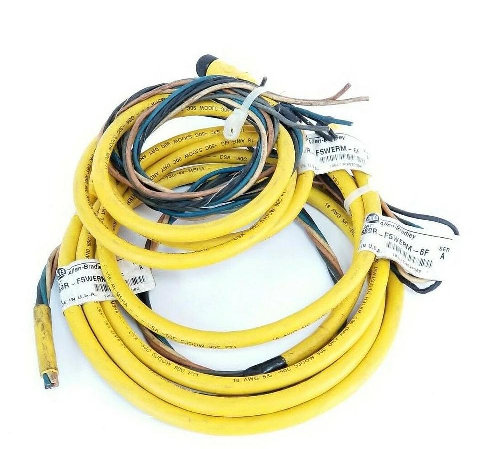 Used LOT OF 3 ALLEN BRADLEY 889R-F5WERM-6F PATCHCORDS SER. A 4A 250V 889RF5WERM6F