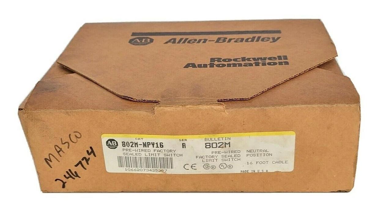 Used NIB ALLEN BRADLEY 802M-NPV16 PRE-WIRED SEALED LIMIT SWITCH SER. A