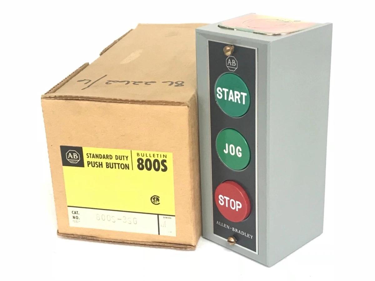 Used NIB ALLEN-BRADLEY 800S-3SG SER. M START-JOG-STOP PUSH BUTTON 800S3SG