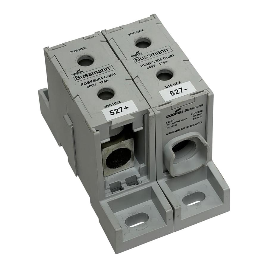 Used LOT OF 2 Bussmann PDBFS204 Power Distribution Block 600V 175A Finger Safe