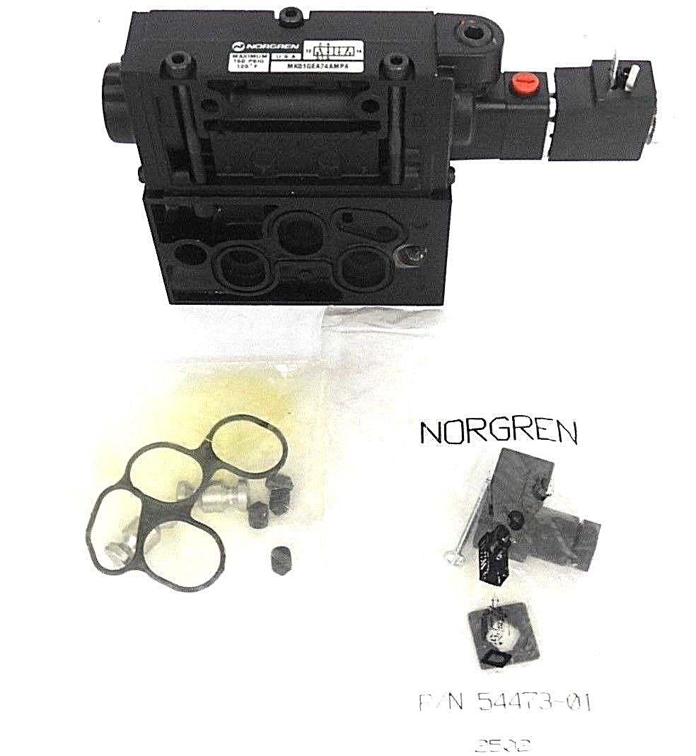 Used NEW NORGREN MK01GEA74AMPA G NUGGET 100 W/ 54473-01 & GASKET W/ HARDWARE