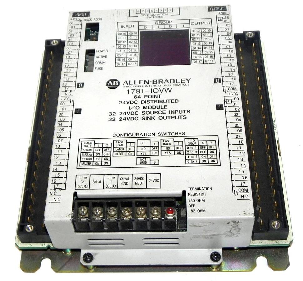 Used ALLEN BRADLEY 1791-IOVW I/O MODULE 64 POINT 24VDC DISTRIBUTED 1791IOVW SER. A