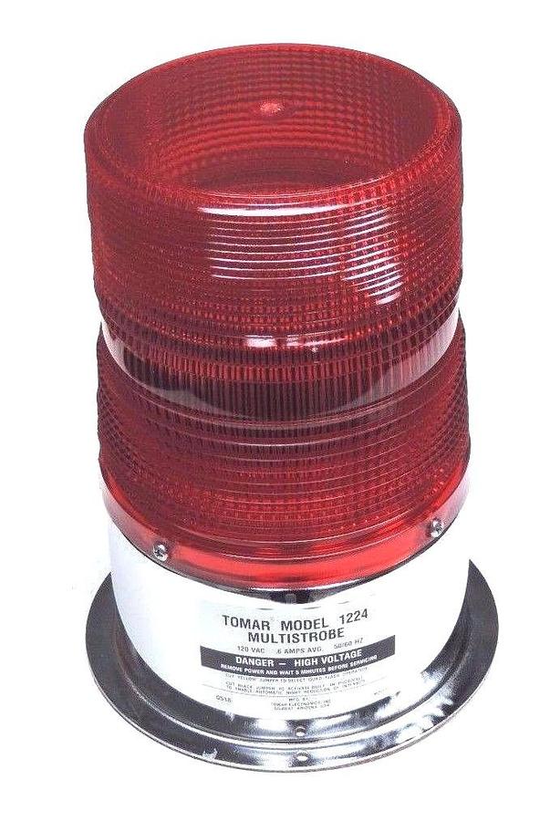 NIB TOMAR MODEL 1224 MULTISTROBE RED BEACON LIGHT 120VAC .6AMPS 1224-120-PSA