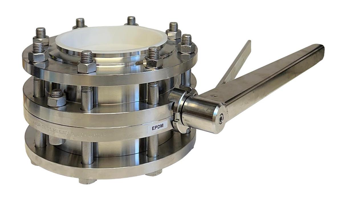 Used KIESELMANN 4310125130-021 / 4310125130021 FLANGED BUTTERFLY VALVE DN125 SS NSNP