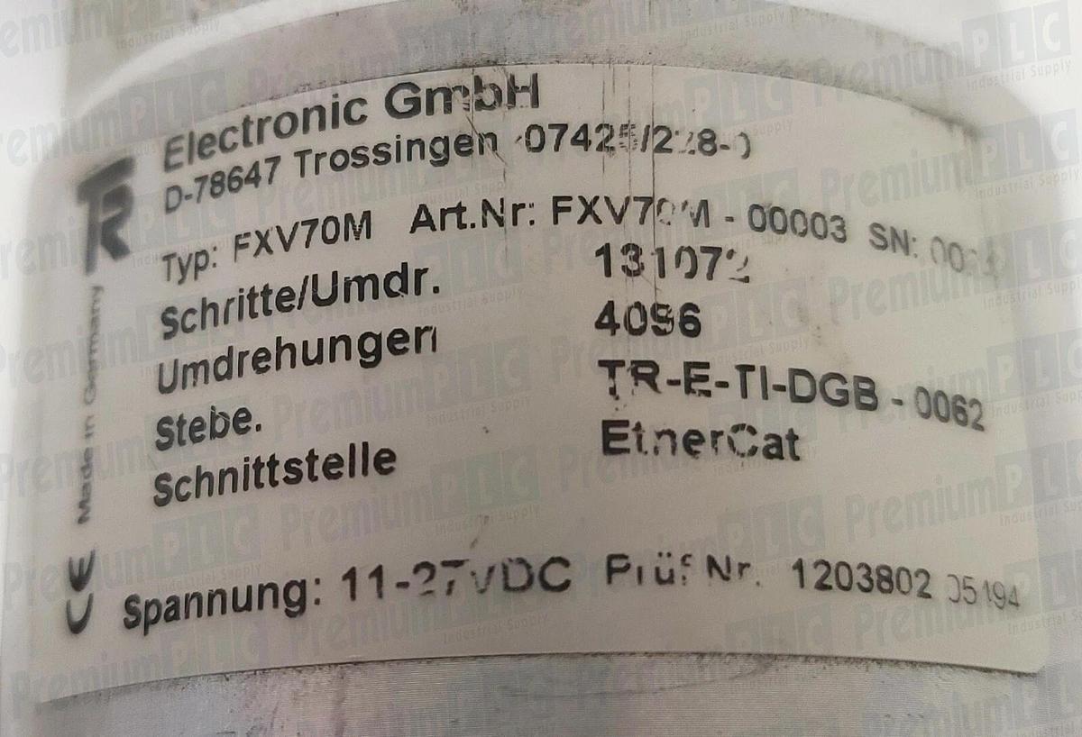 Used TR ELECTRONIC FXV70M-00003 ENCODER 11-27 VDC TYPE: FXV70M 85-416-038