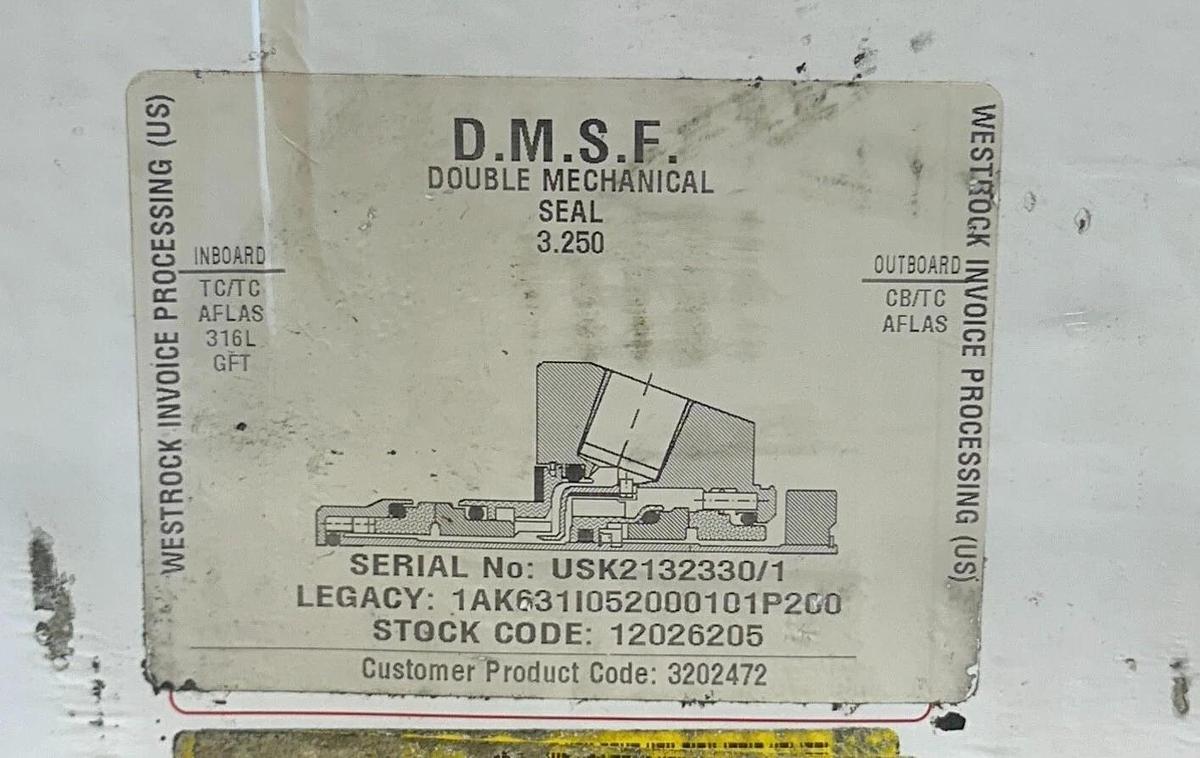 Used AESSEAL 1AK631I052000101P200 DMSF 3.250'' DOUBLE MECHANICAL SEAL NSFS