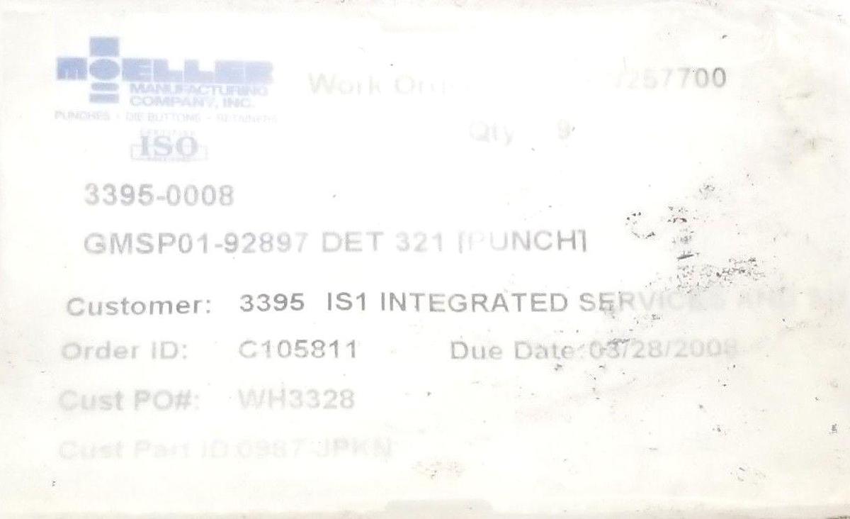 Used NEW MOELLER 3395-0008, 0987-JPKN PUNCH GMSP01-92897 DET 321