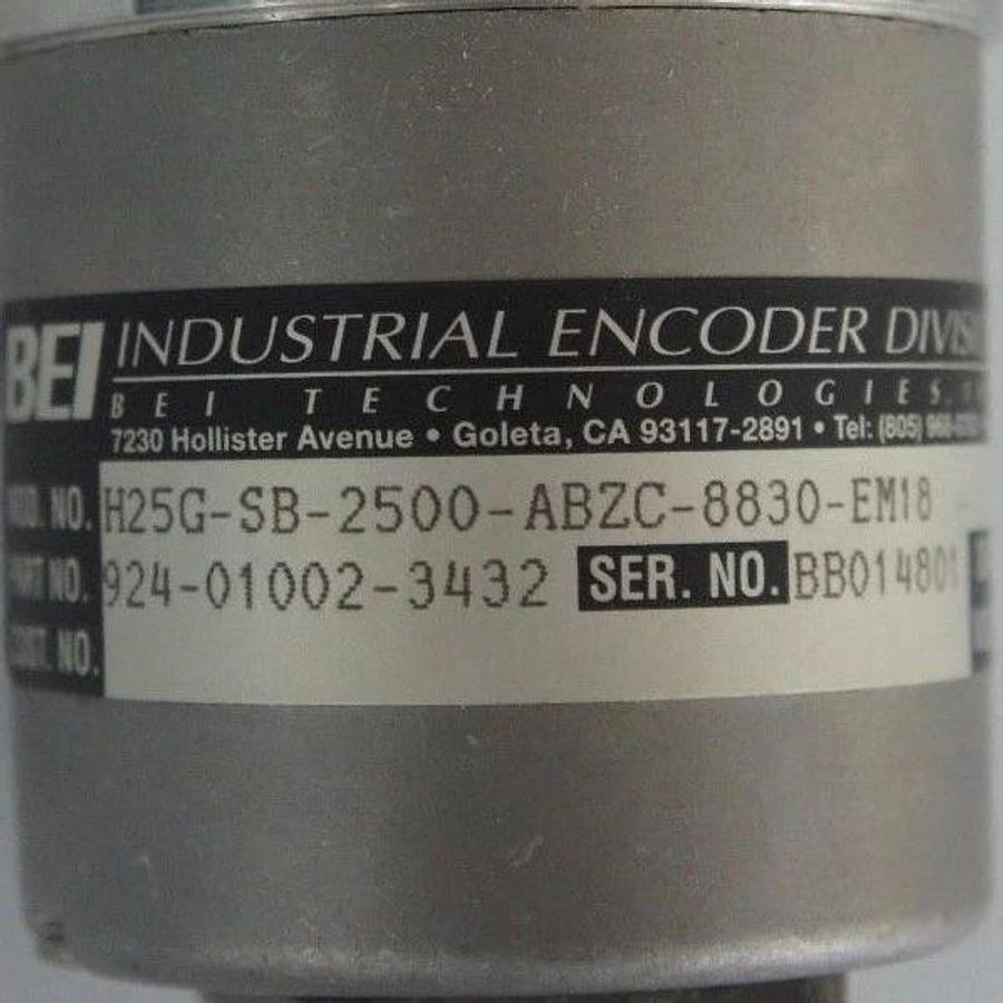 Used BEI 924-01002-3432 ENCODER H25G-SB-2500-ABZC-8830-EM18 5VDC, 924010023432