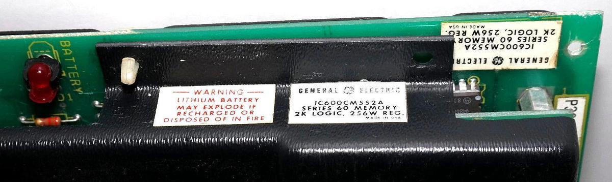 Used GE FANUC IC600CM552A SERIES 60 MEMORY 2K LOGIC, 256W REG. IC600CM552A