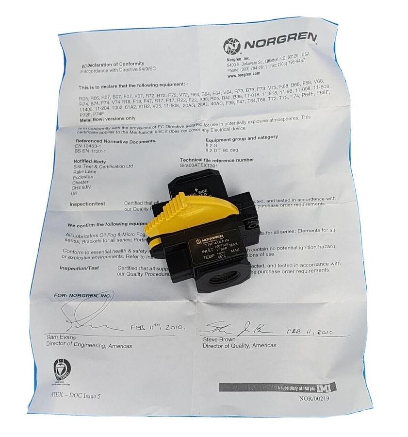 NEW NORGREN T74E-4AA-P1N 1/2" NPT LOCKOUT VALVE 250PSIG 17BAR
