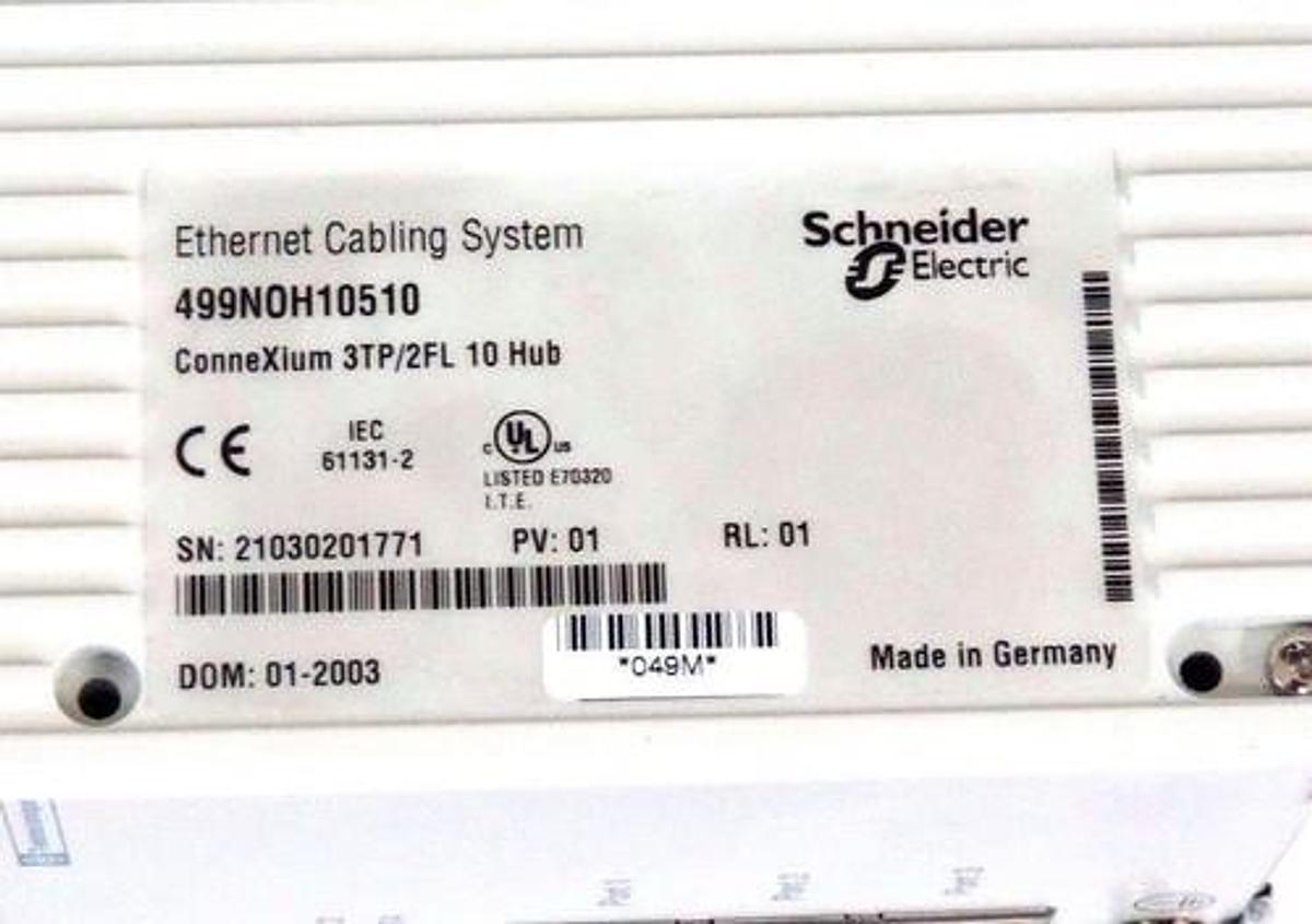 Used MODICON 499NOH10510 ETHERNET CABLING SYSTEM CONNEXIUM 3TP/2FL 10 HUB