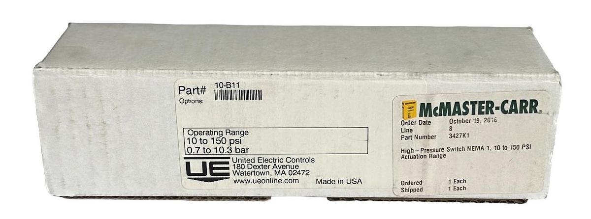 Used NEW UNITED ELECTRIC 10-B11 / 10B11 Spectra 10 SERIES PRESSURE SWITCH 250VAC 5A