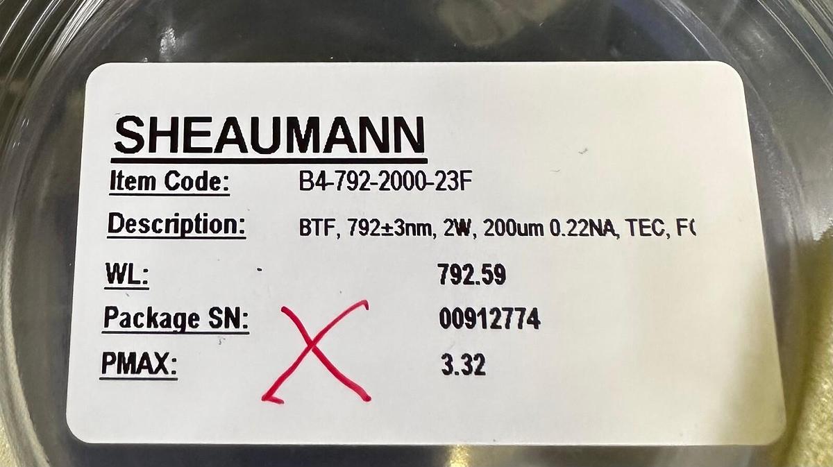 Used SHEAUMANN B4-792-2000-23F / B4792200023F LASER DIODE BTF 792+3nm 2W 200um TEC